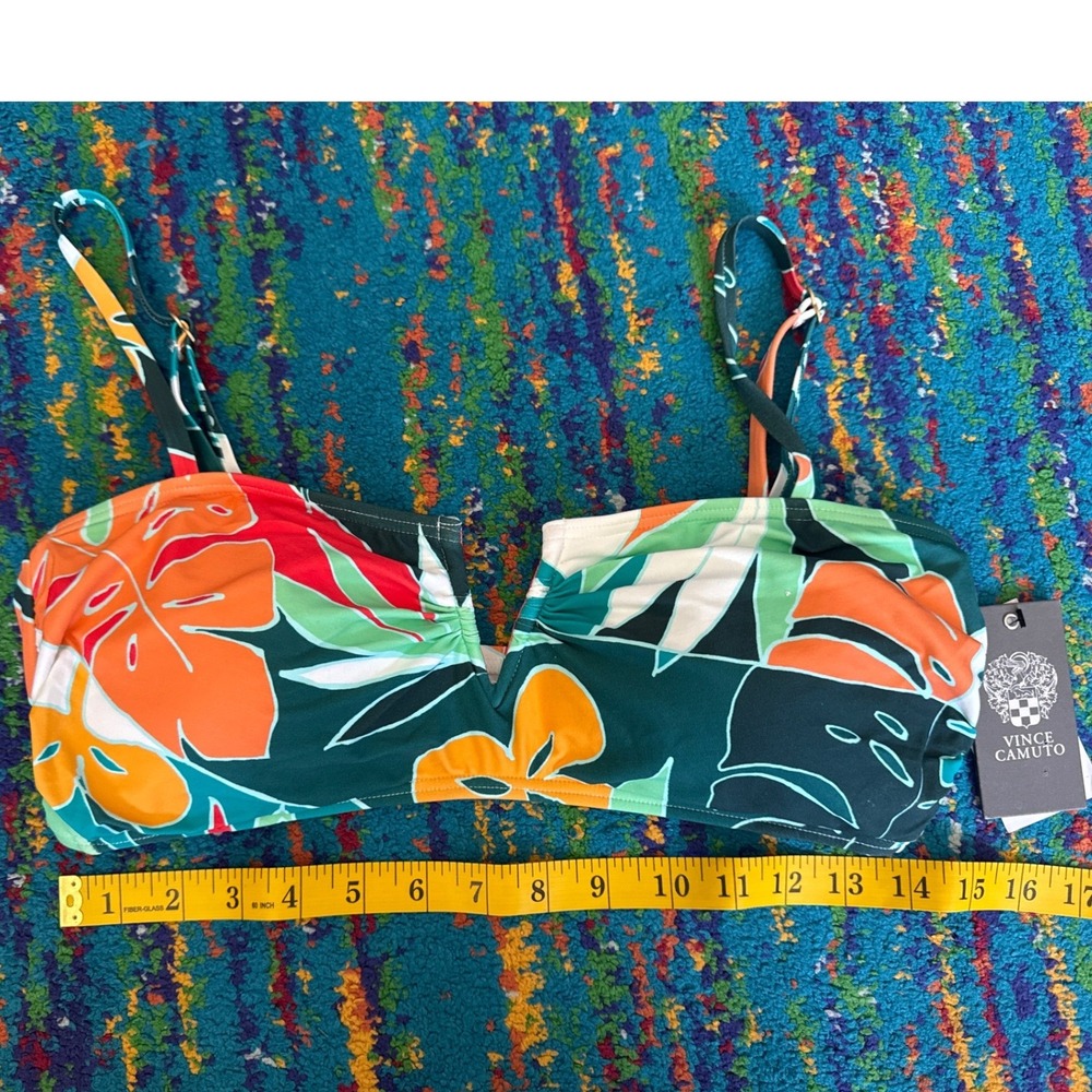 NWT Vince CamutoV Wire Bikini Top Multi Tropical Leaf Bandeau Womens Large